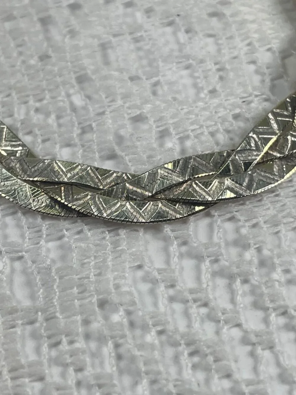 Braided Sterling Silver Bracelet With Lobster Clasp Closure Textured Design 7 In